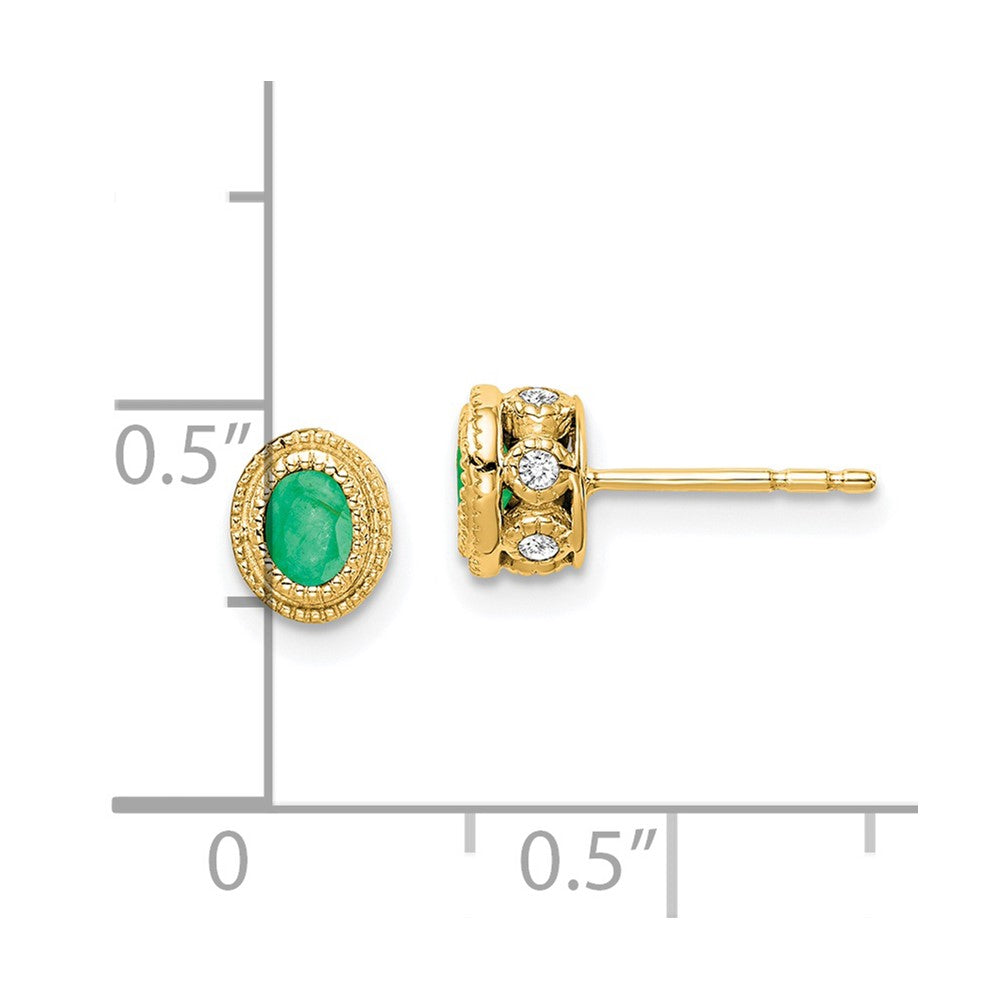 14k Emerald and Diamond Earrings