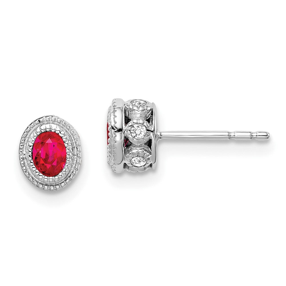14k White Gold Ruby and Diamond Earrings
