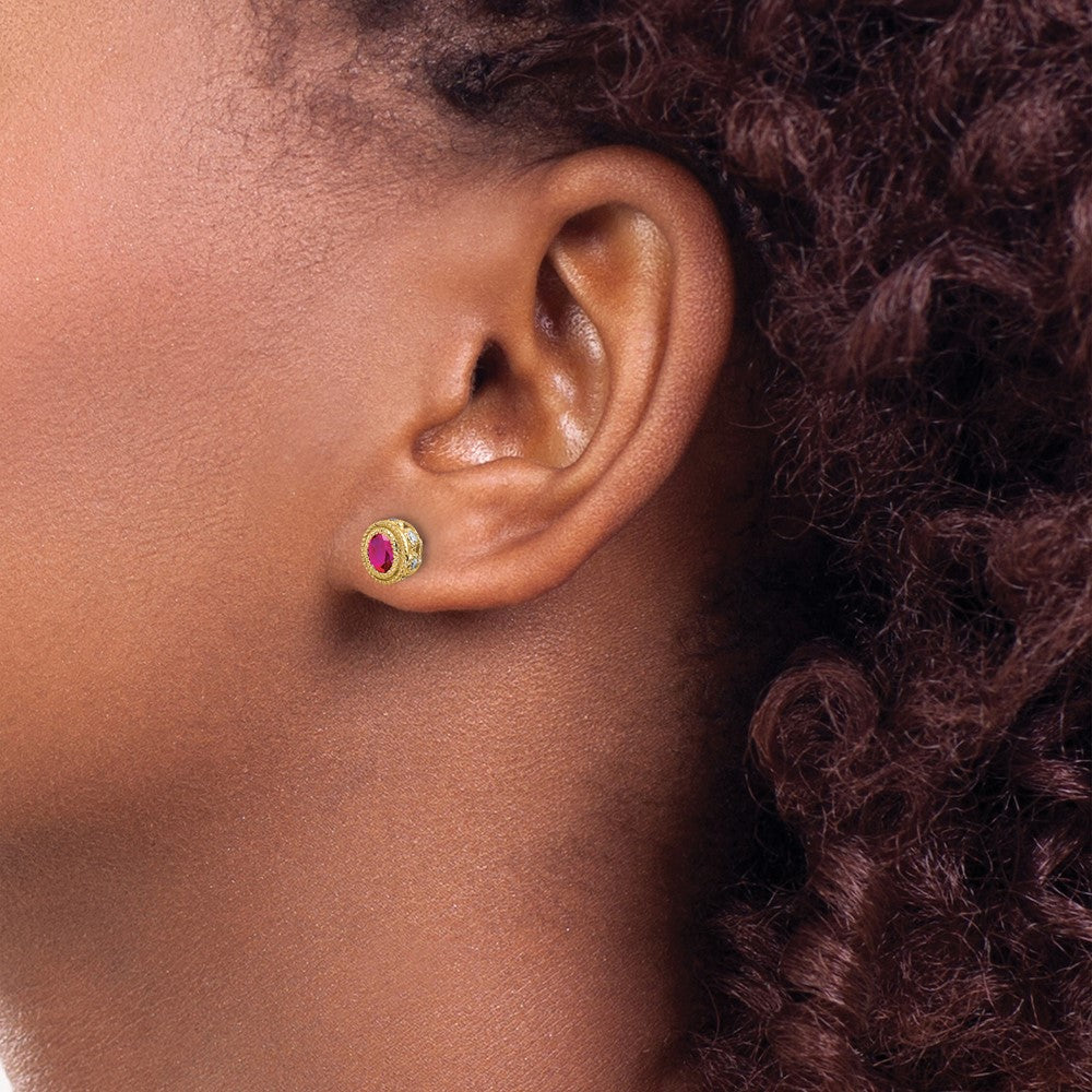 14k Ruby and Diamond Earrings