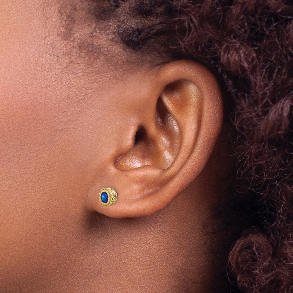 14k Sapphire and Diamond Earrings