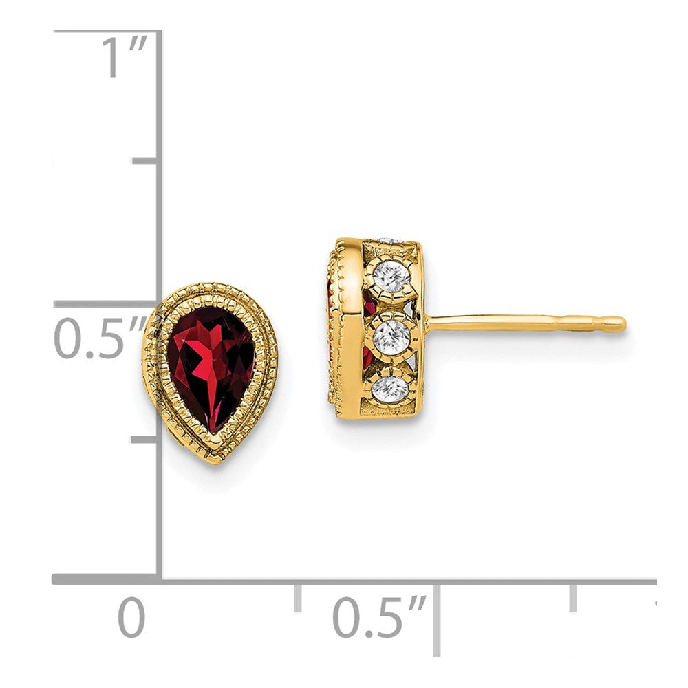14k Pear Garnet and Diamond Earrings