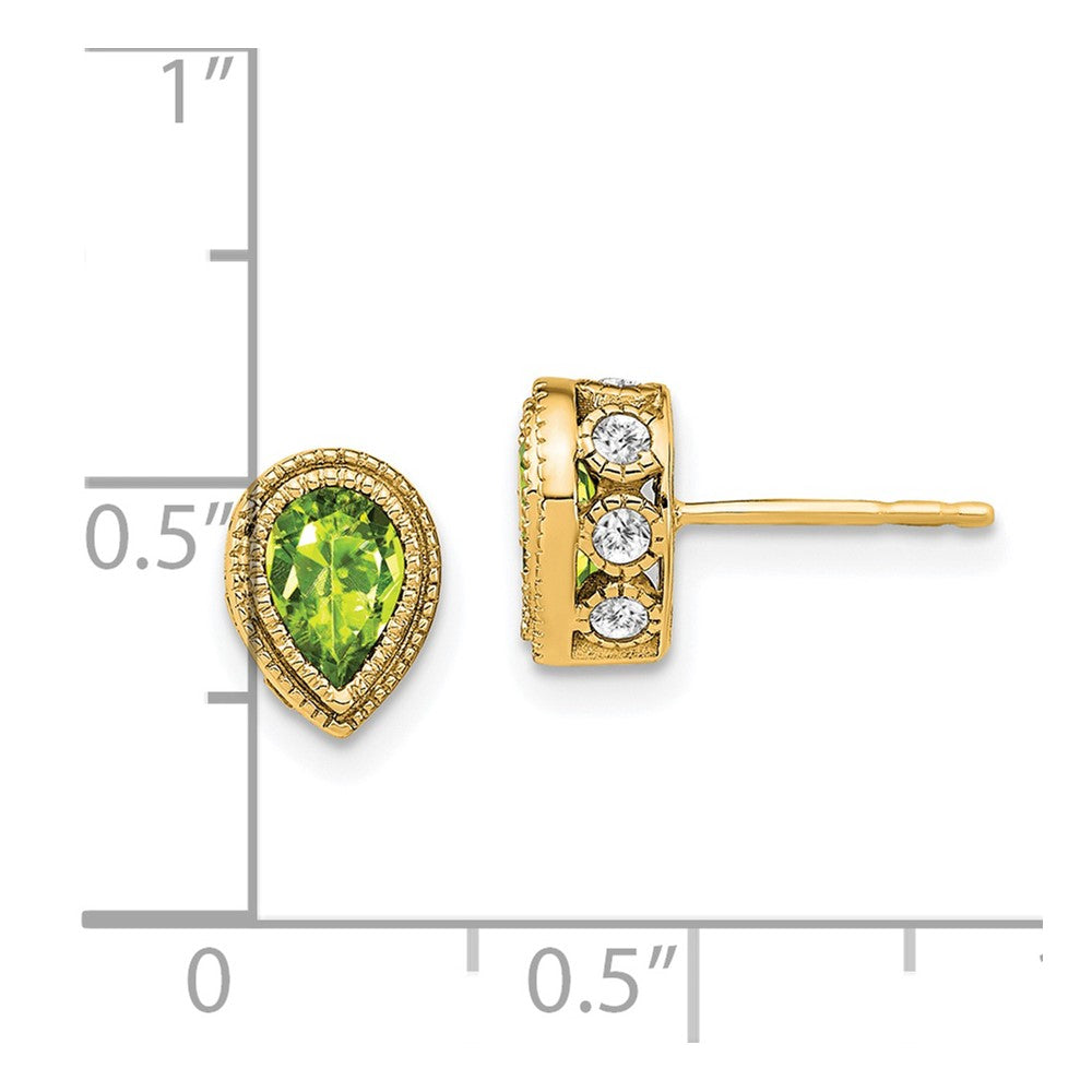 14k Pear Peridot and Diamond Earrings