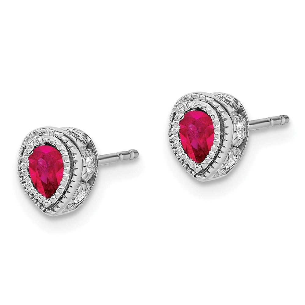 14k White Gold Ruby and Diamond Earrings
