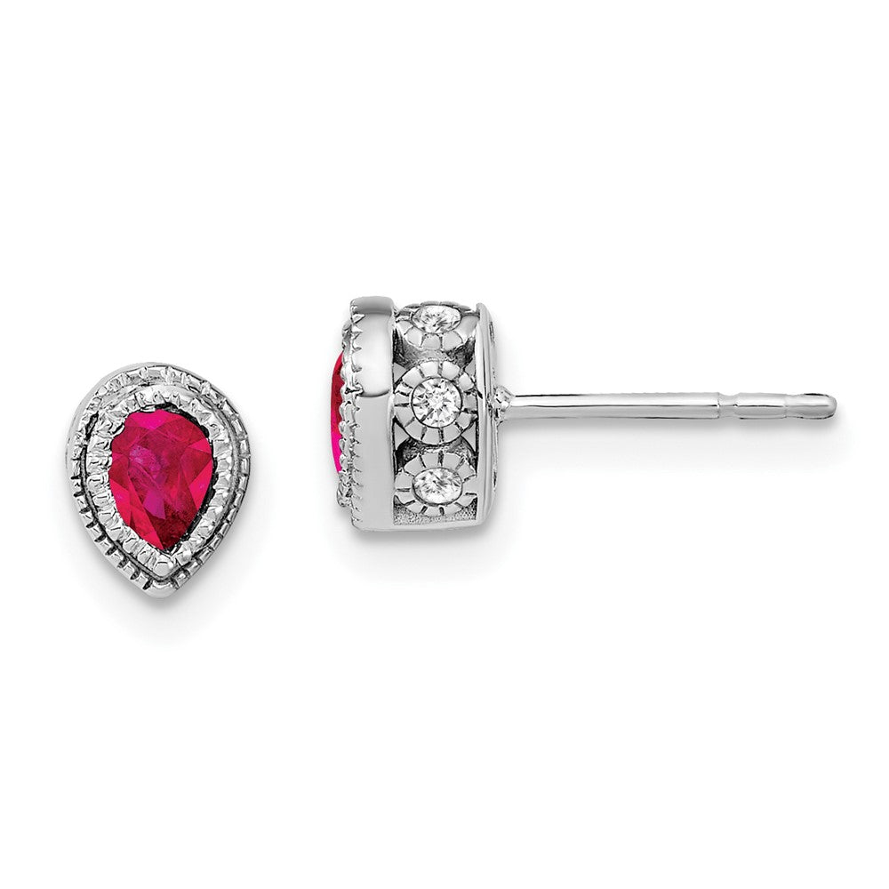 14k White Gold Ruby and Diamond Earrings
