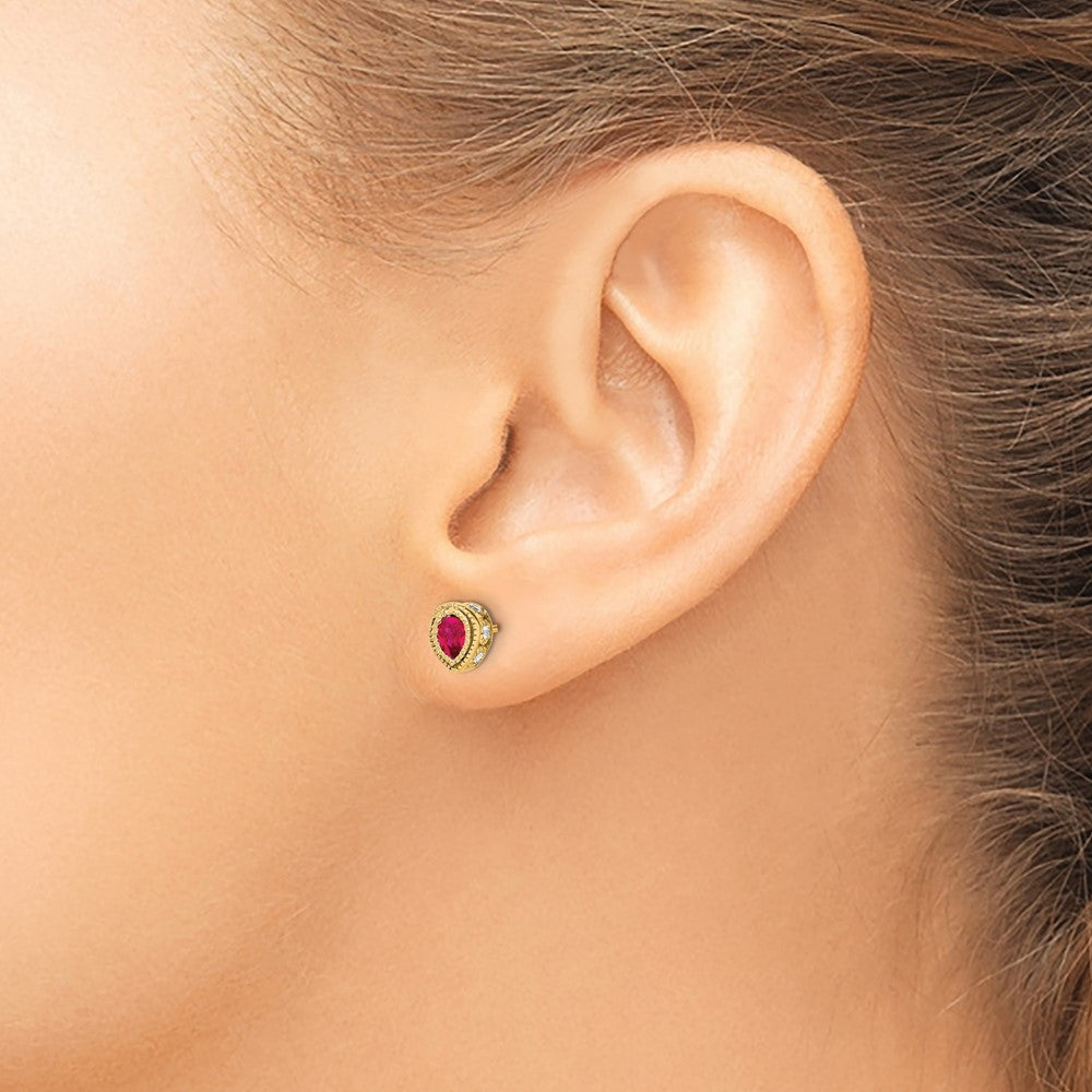 14k Ruby and Diamond Earrings
