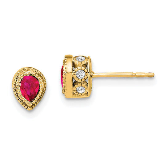 14k Ruby and Diamond Earrings