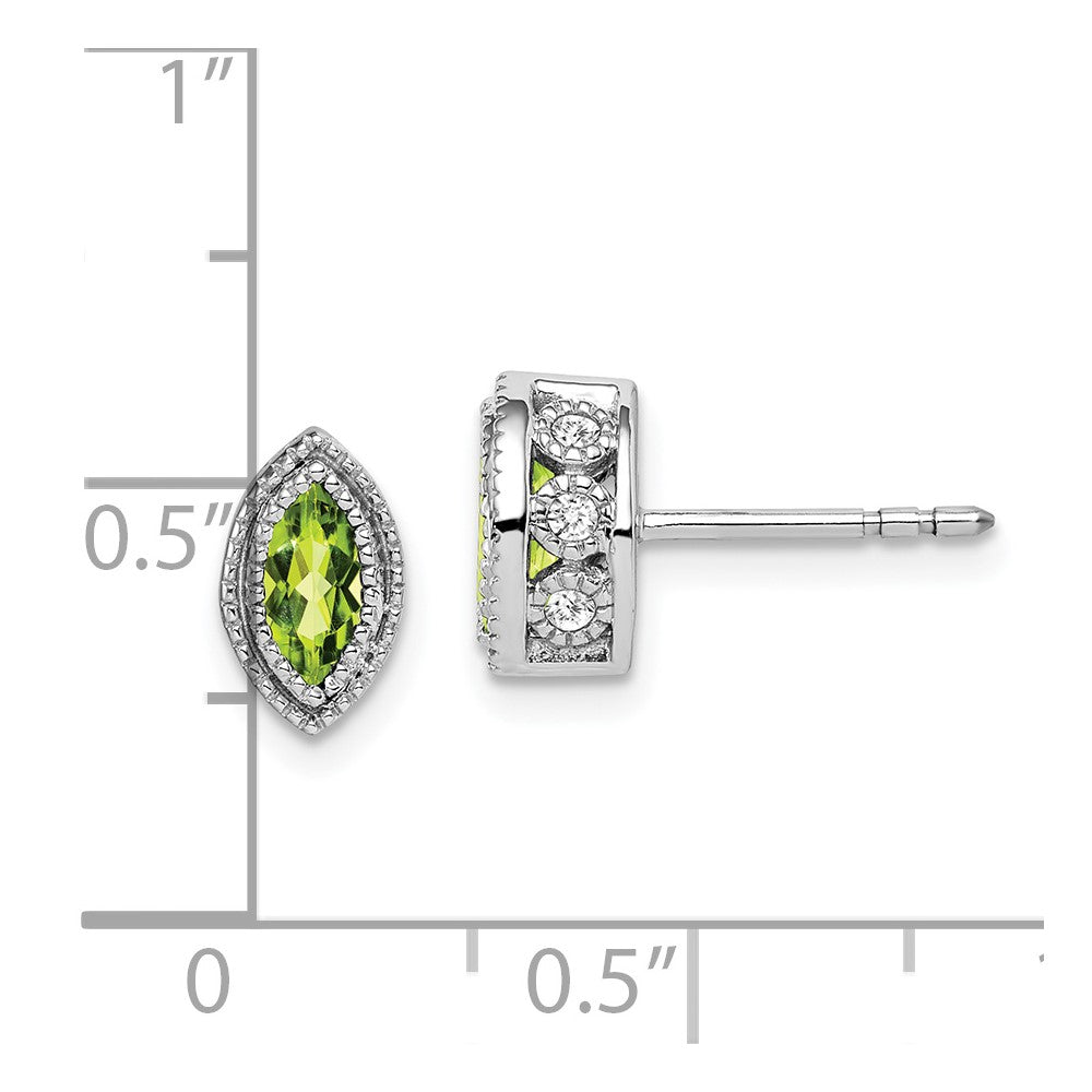 14k White Gold Marquise Peridot and Diamond Earrings