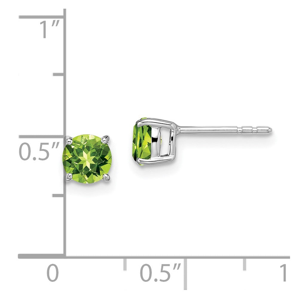 14k White Gold Round Peridot Earrings