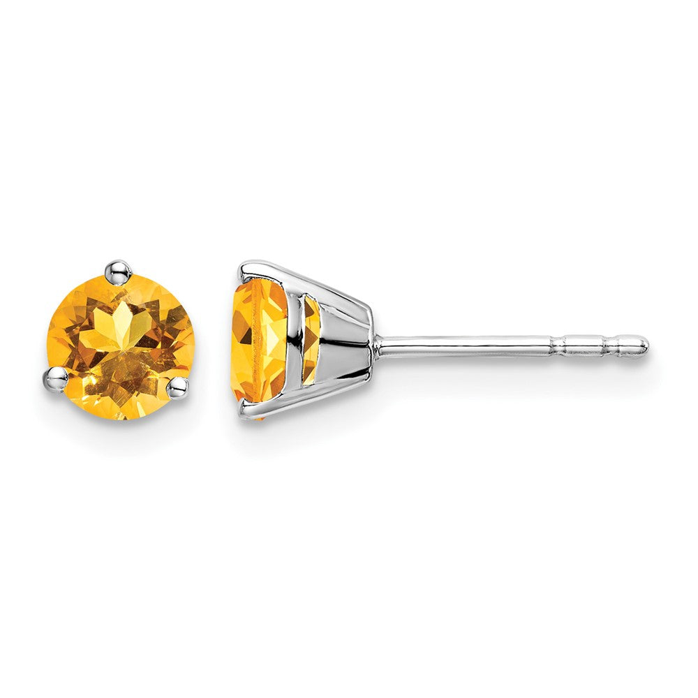14k White Gold Round Citrine Earrings
