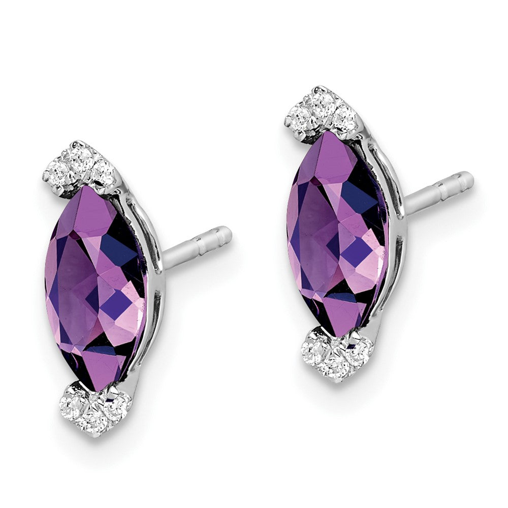 14k White Gold Marquise Amethyst and Diamond Earrings