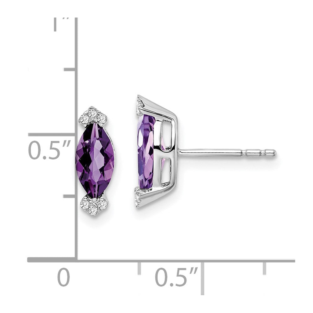 14k White Gold Marquise Amethyst and Diamond Earrings