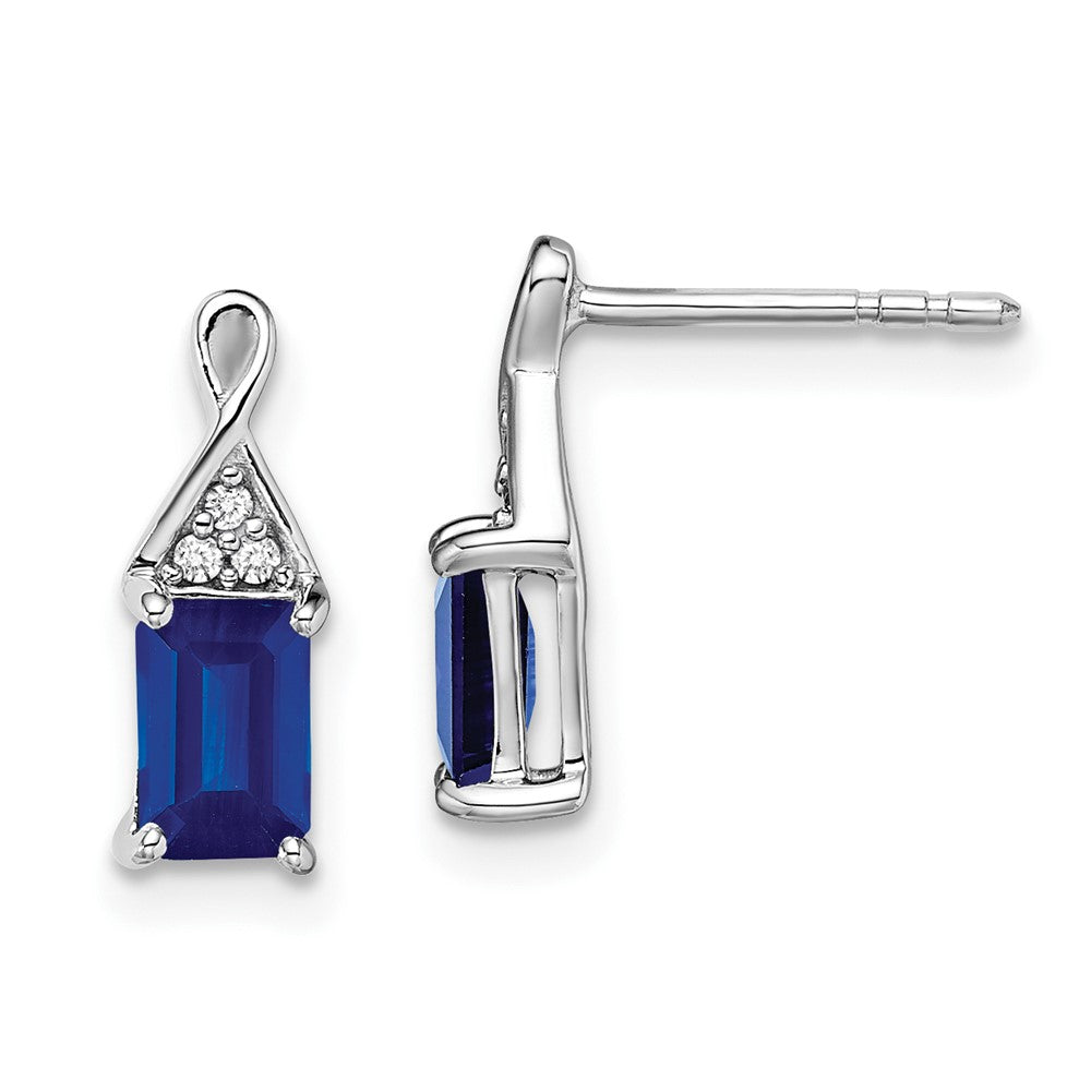 14k White Gold Sapphire and Diamond Earrings