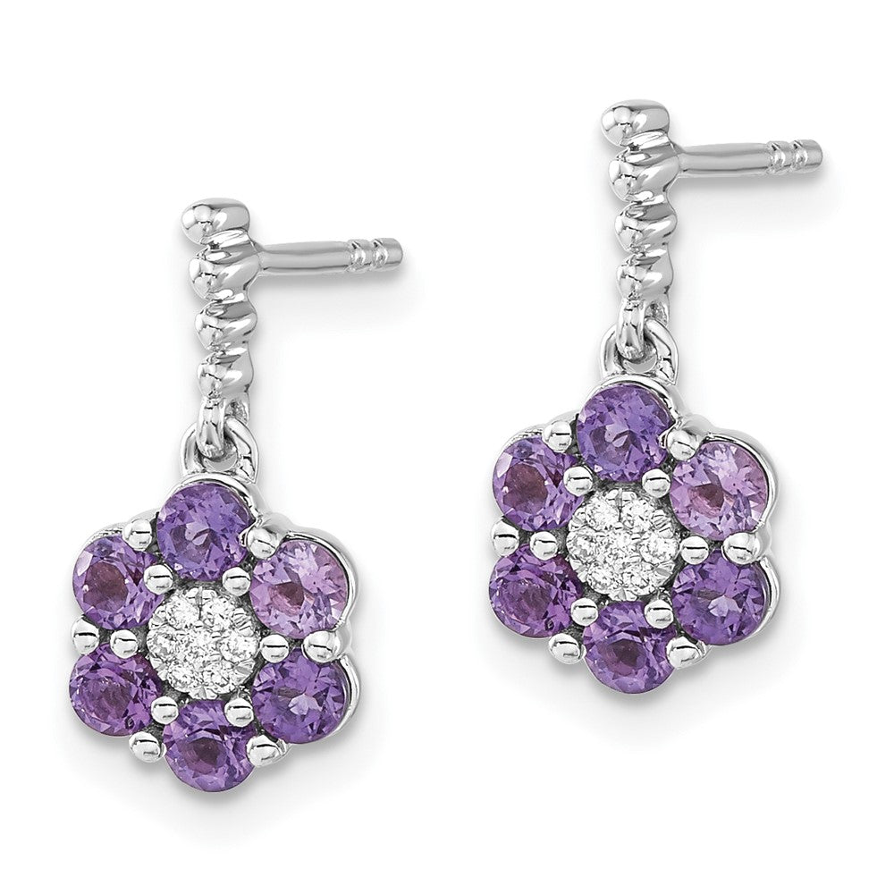 14k White Gold Amethyst and Diamond Earrings
