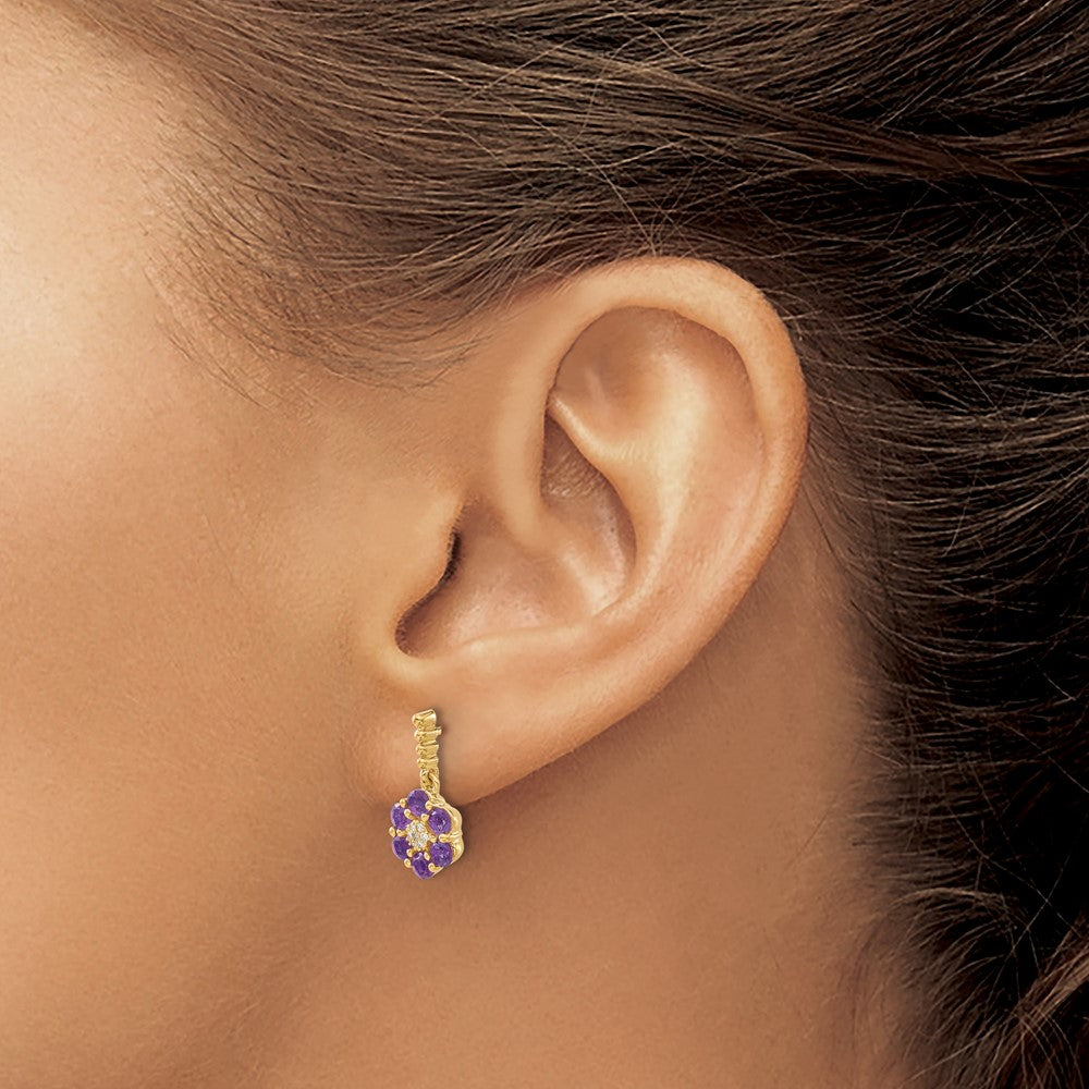 14k Amethyst and Diamond Earrings