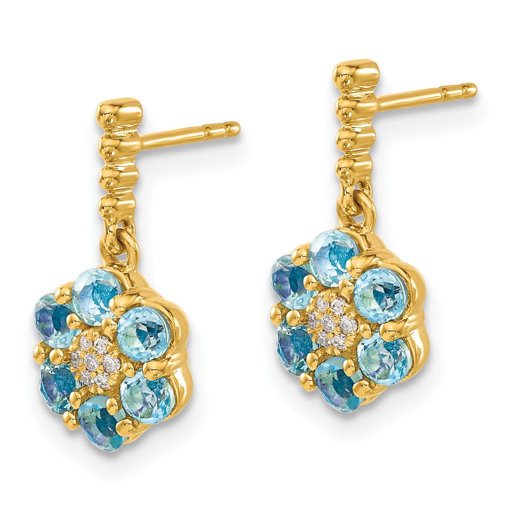 14k Blue Topaz and Diamond Earrings