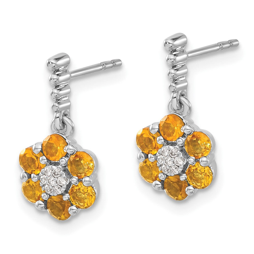 14k White Gold Citrine and Diamond Earrings