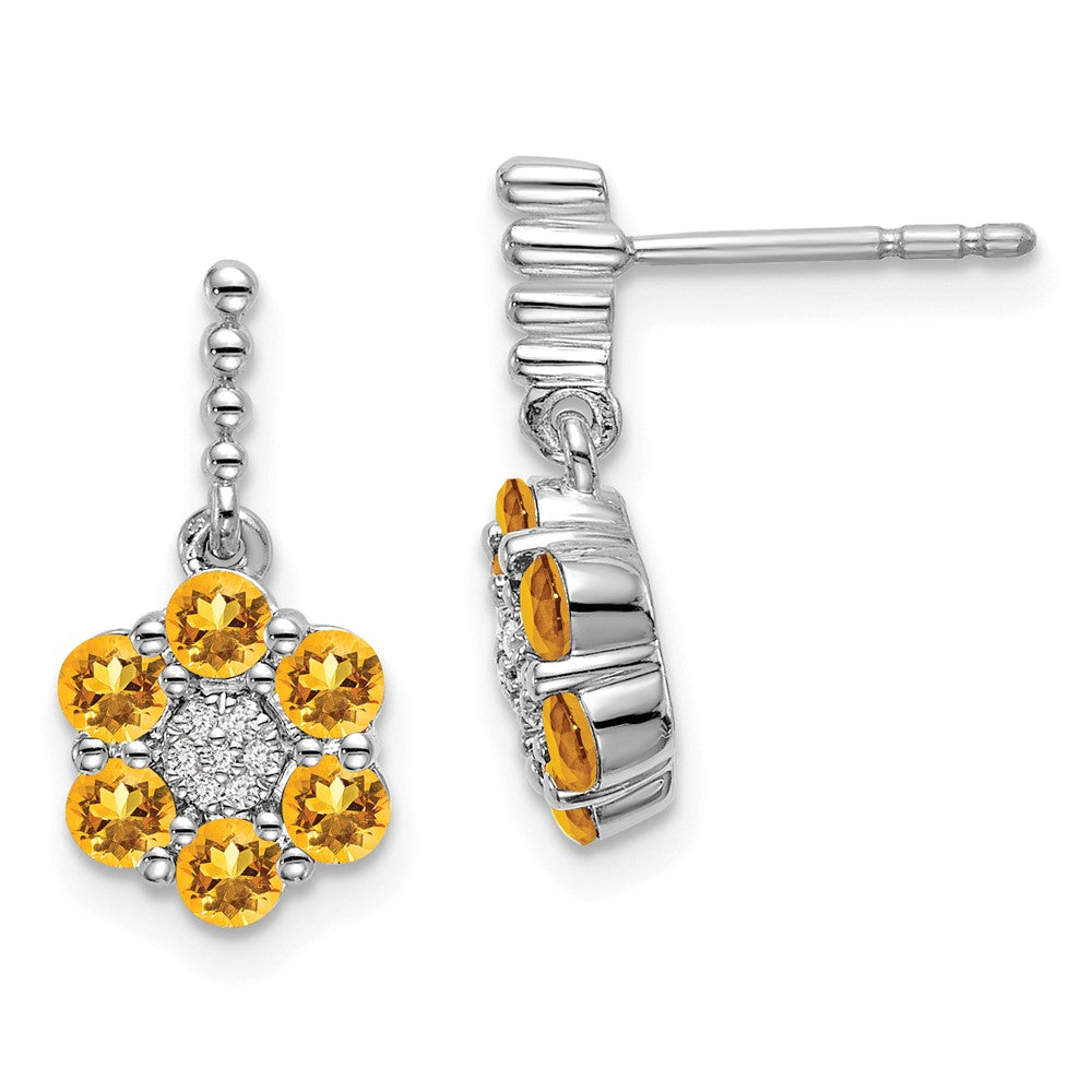 14k White Gold Citrine and Diamond Earrings