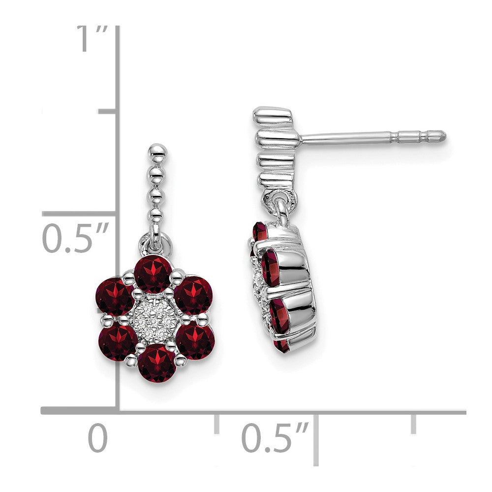 14k White Gold Garnet and Diamond Earrings