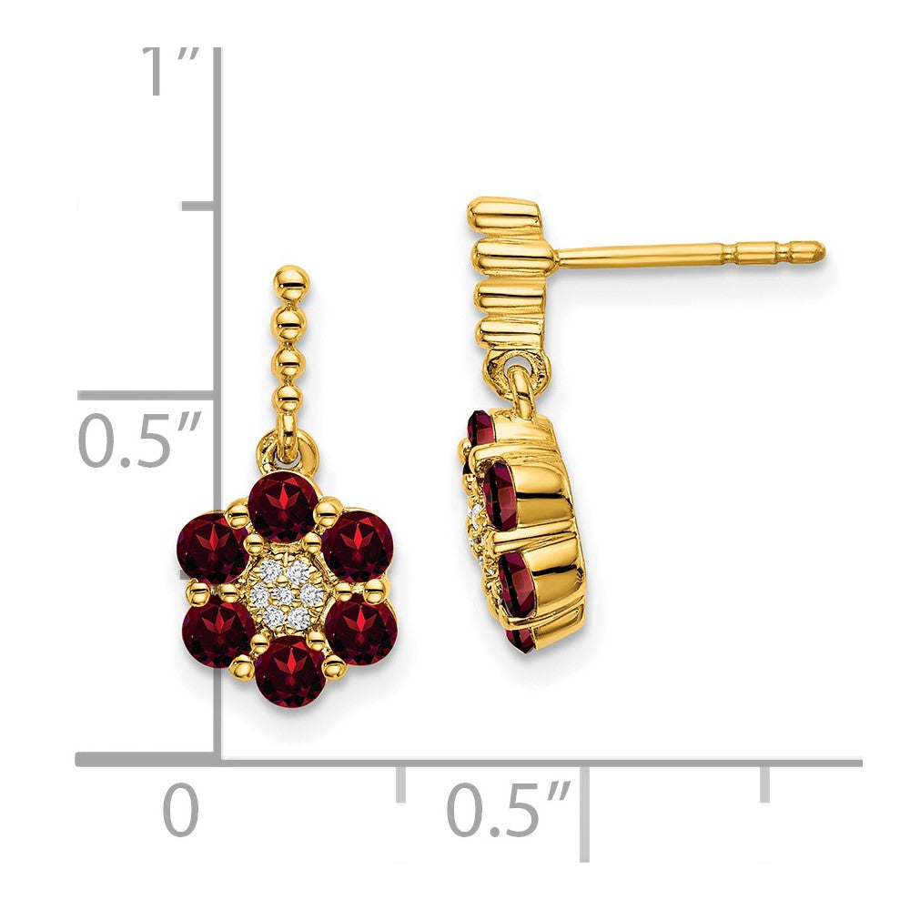 14k Garnet and Diamond Earrings