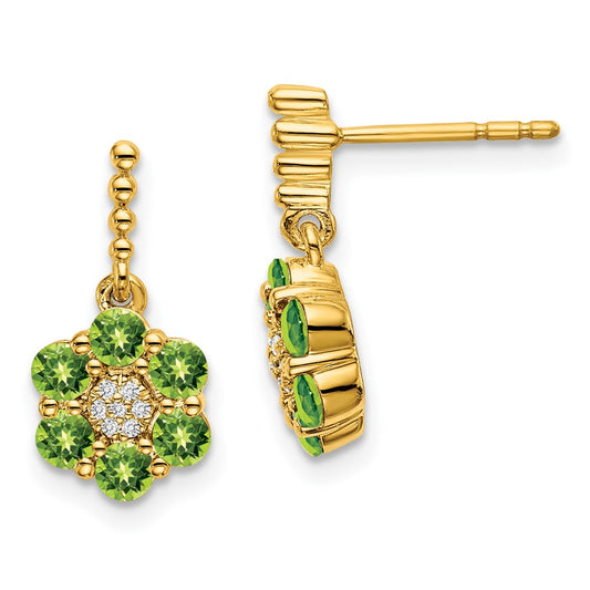14k Peridot and Diamond Earrings