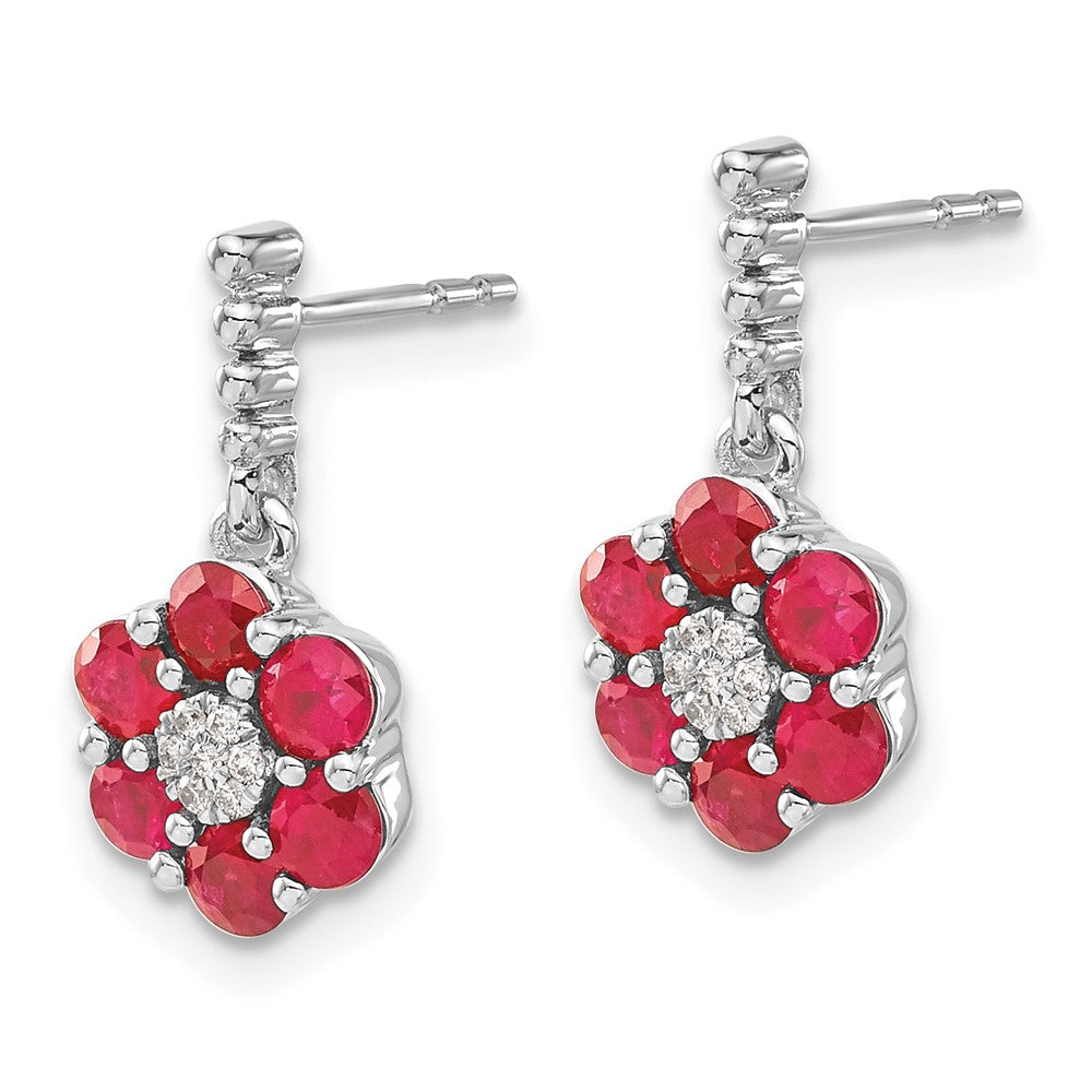 14k White Gold Ruby and Diamond Earrings
