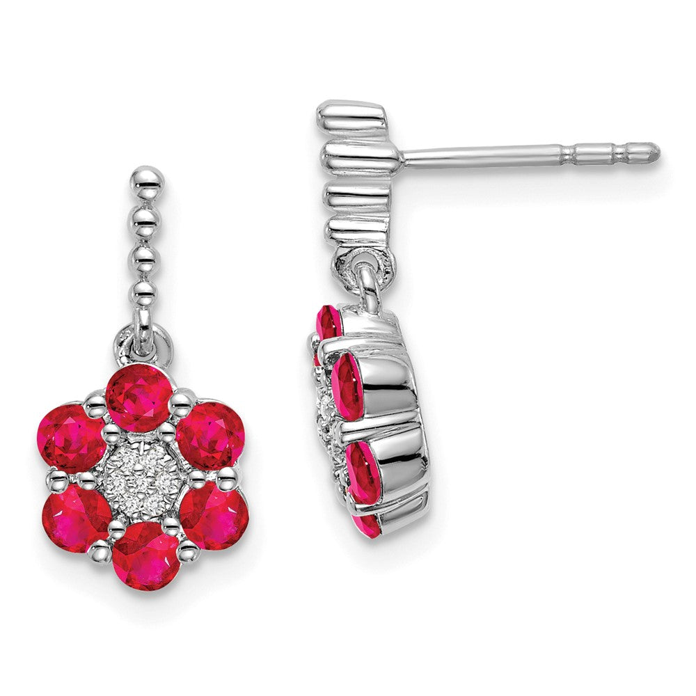 14k White Gold Ruby and Diamond Earrings