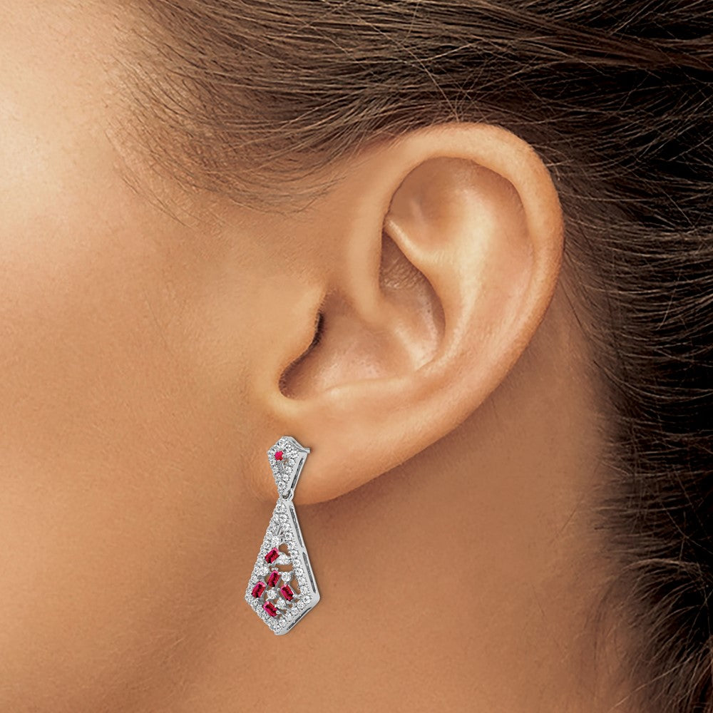 14k White Gold Ruby and Diamond Earrings