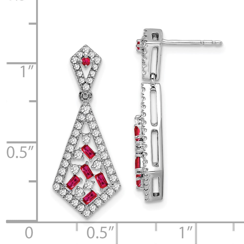 14k White Gold Ruby and Diamond Earrings