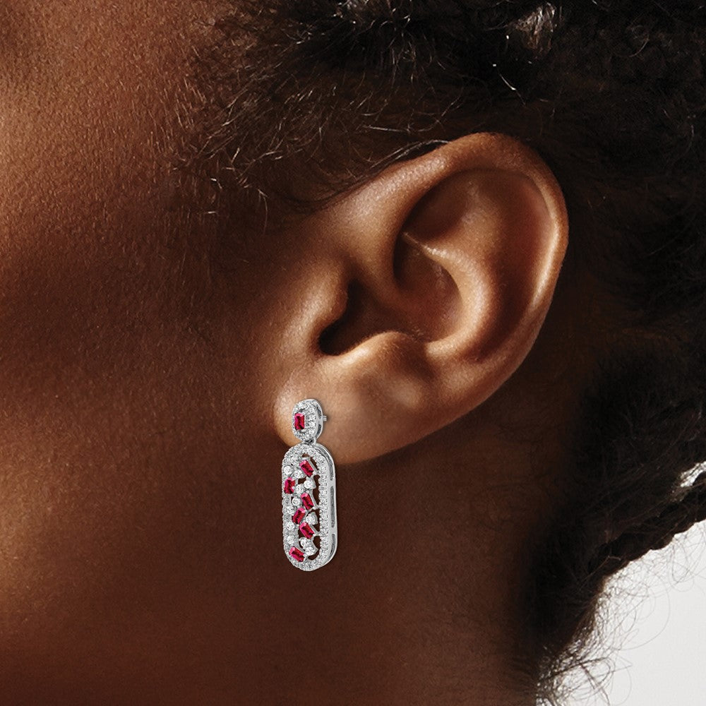 14k White Gold Ruby and Diamond Earrings