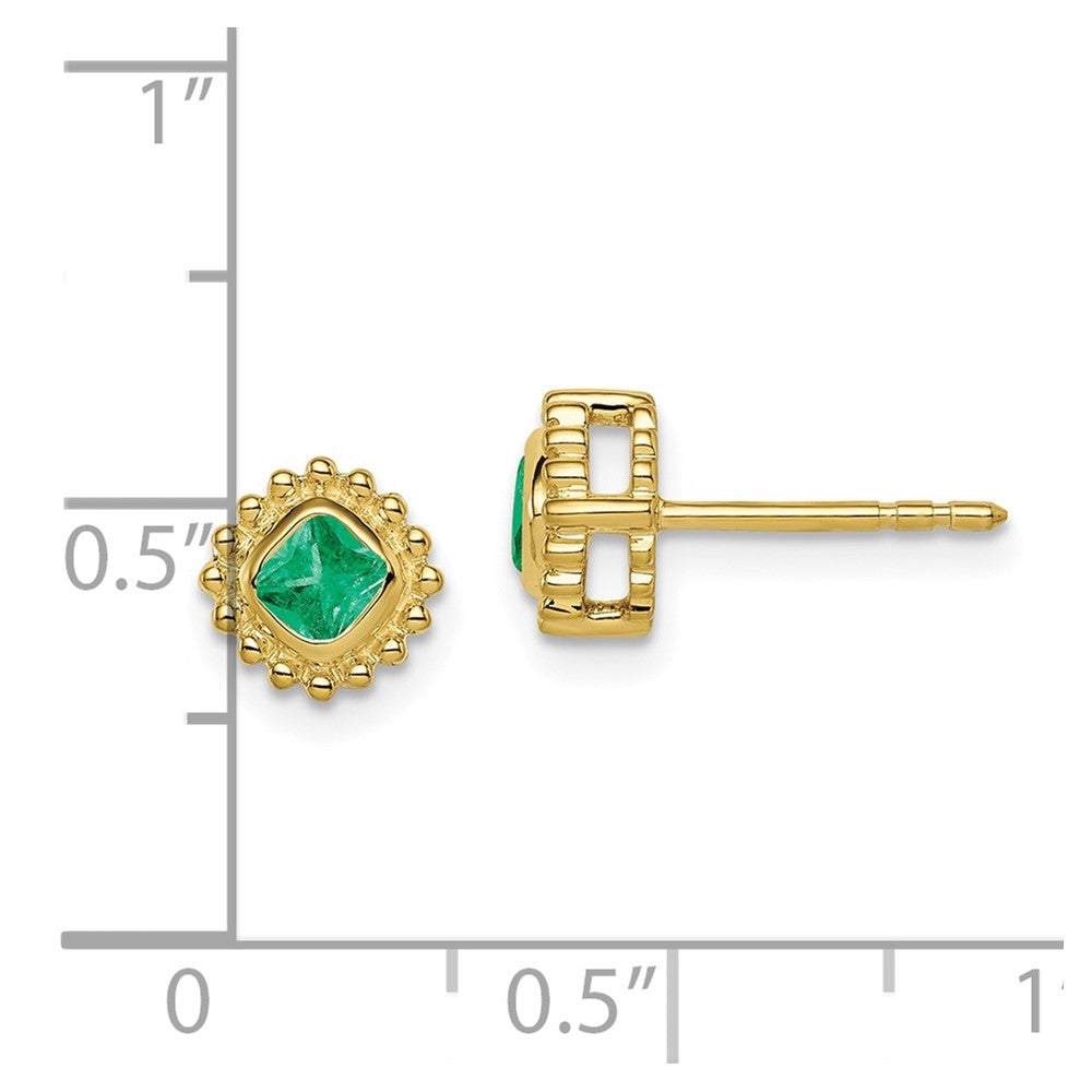 10k Cushion Emerald Earrings