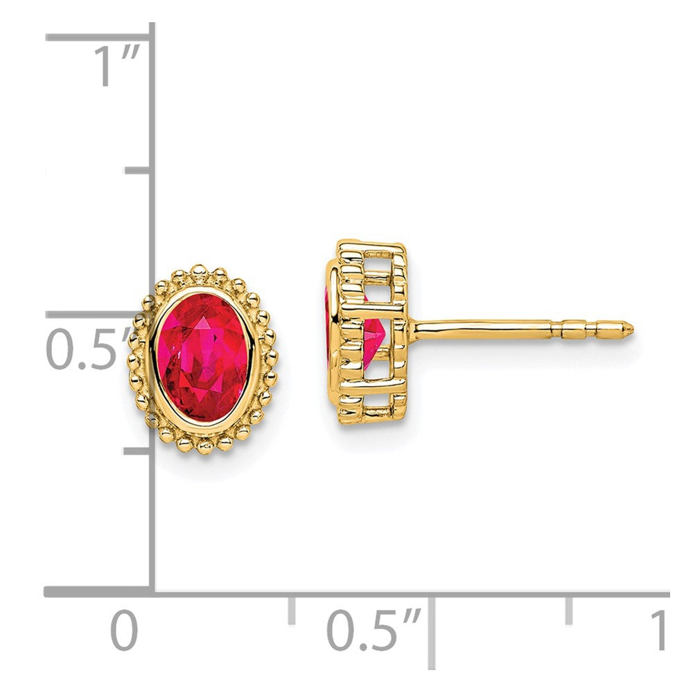14k Oval Ruby Post Earrings