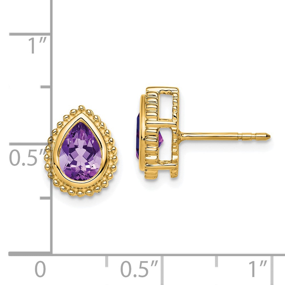 14k Pear Amethyst Post Earrings