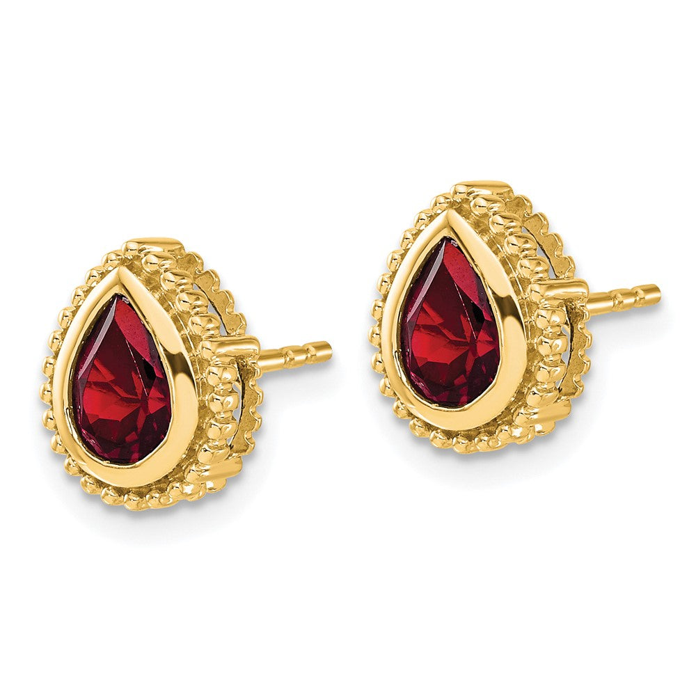 14k Pear Garnet Post Earrings
