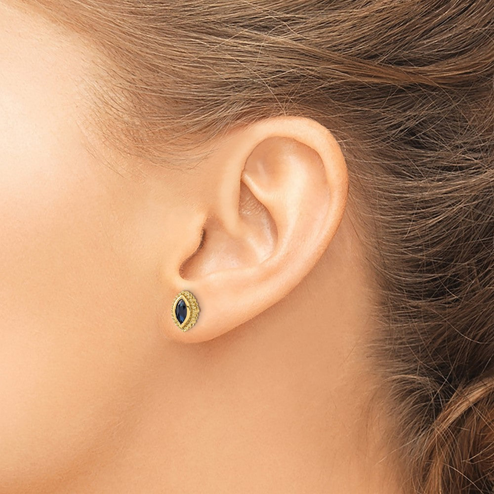 14k Marquise Sapphire Post Earrings
