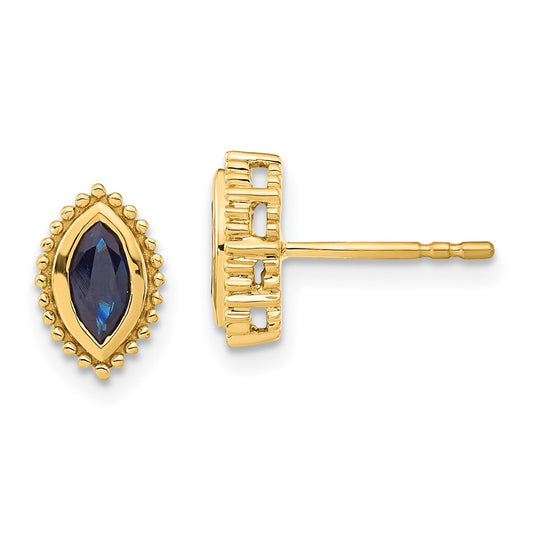 14k Marquise Sapphire Post Earrings