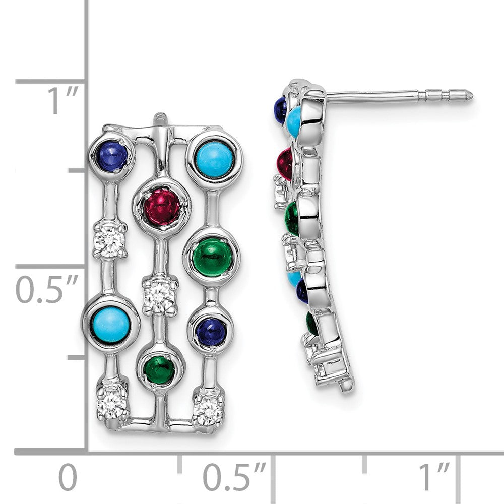 14k White Gold Gemstone and Turquoise Earrings
