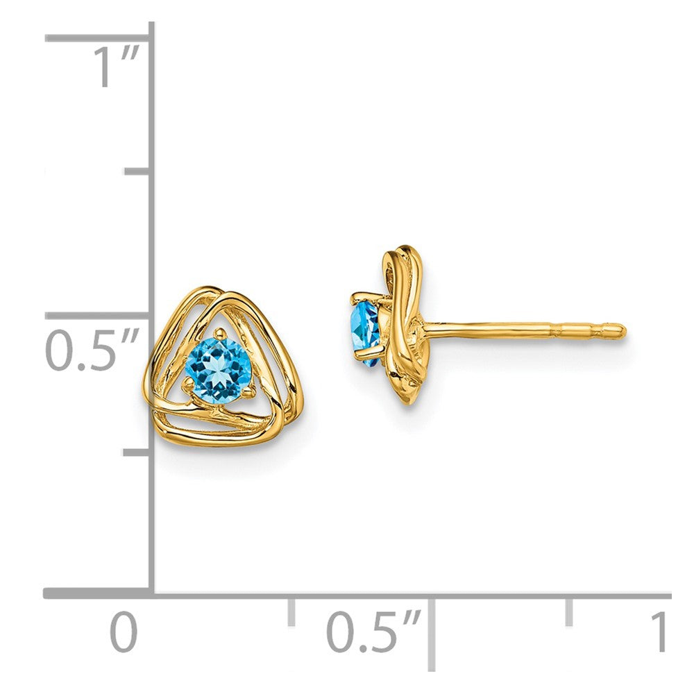 14k Blue Topaz Post Earrings