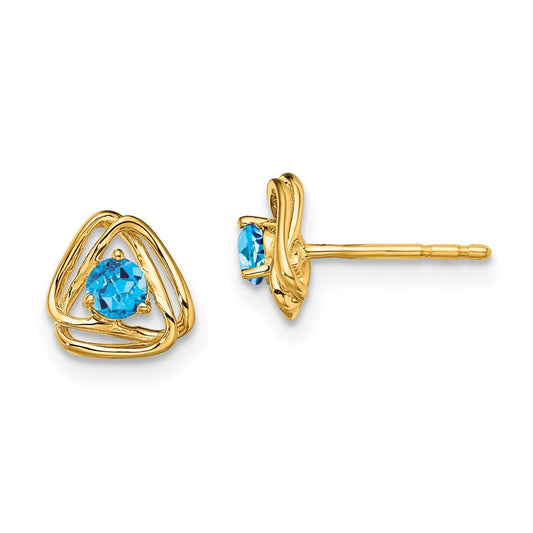 14k Blue Topaz Post Earrings