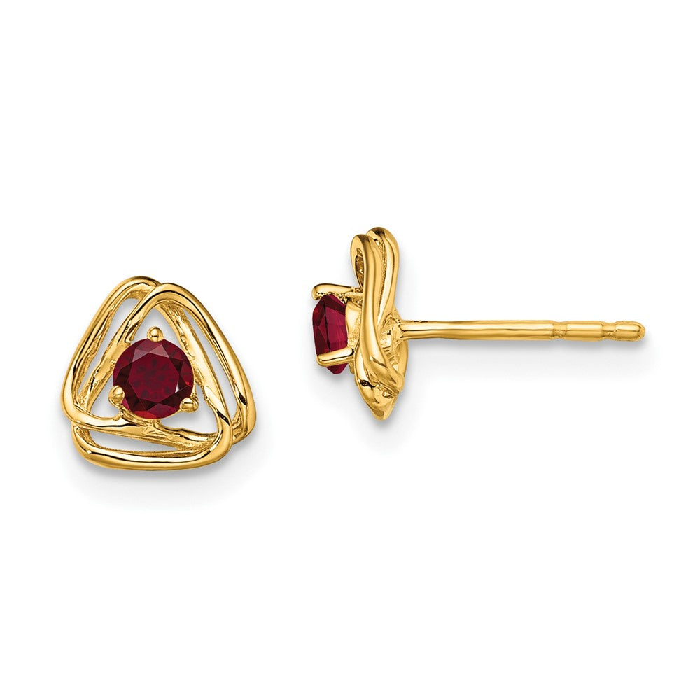 14k Created Ruby Post Earrings