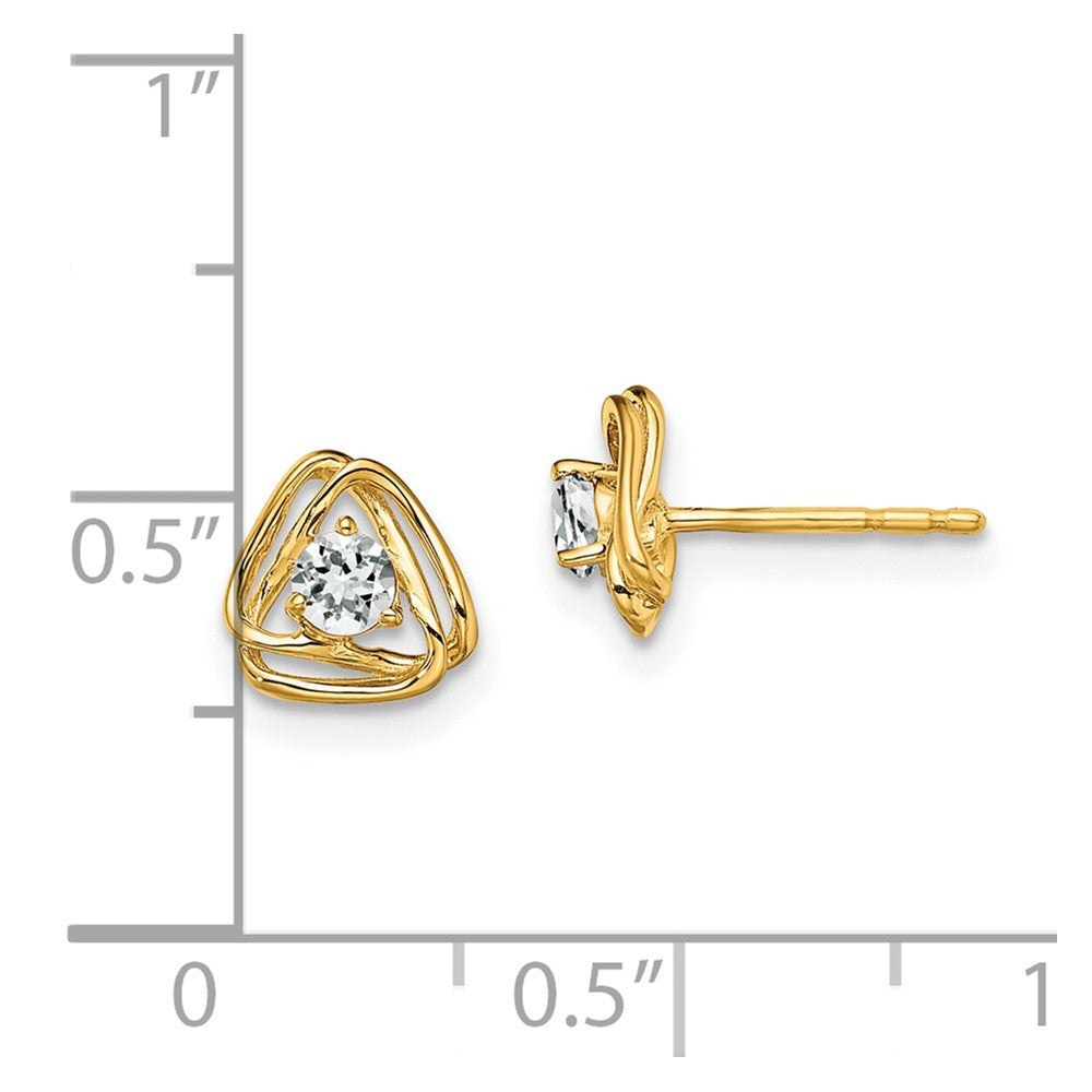 14k White Topaz Post Earrings