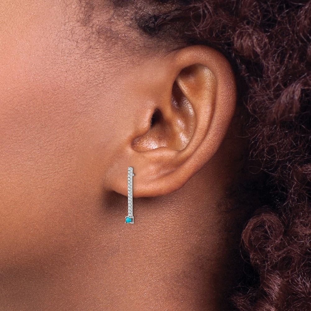 14k White Gold Turquoise and White Topaz Earrings