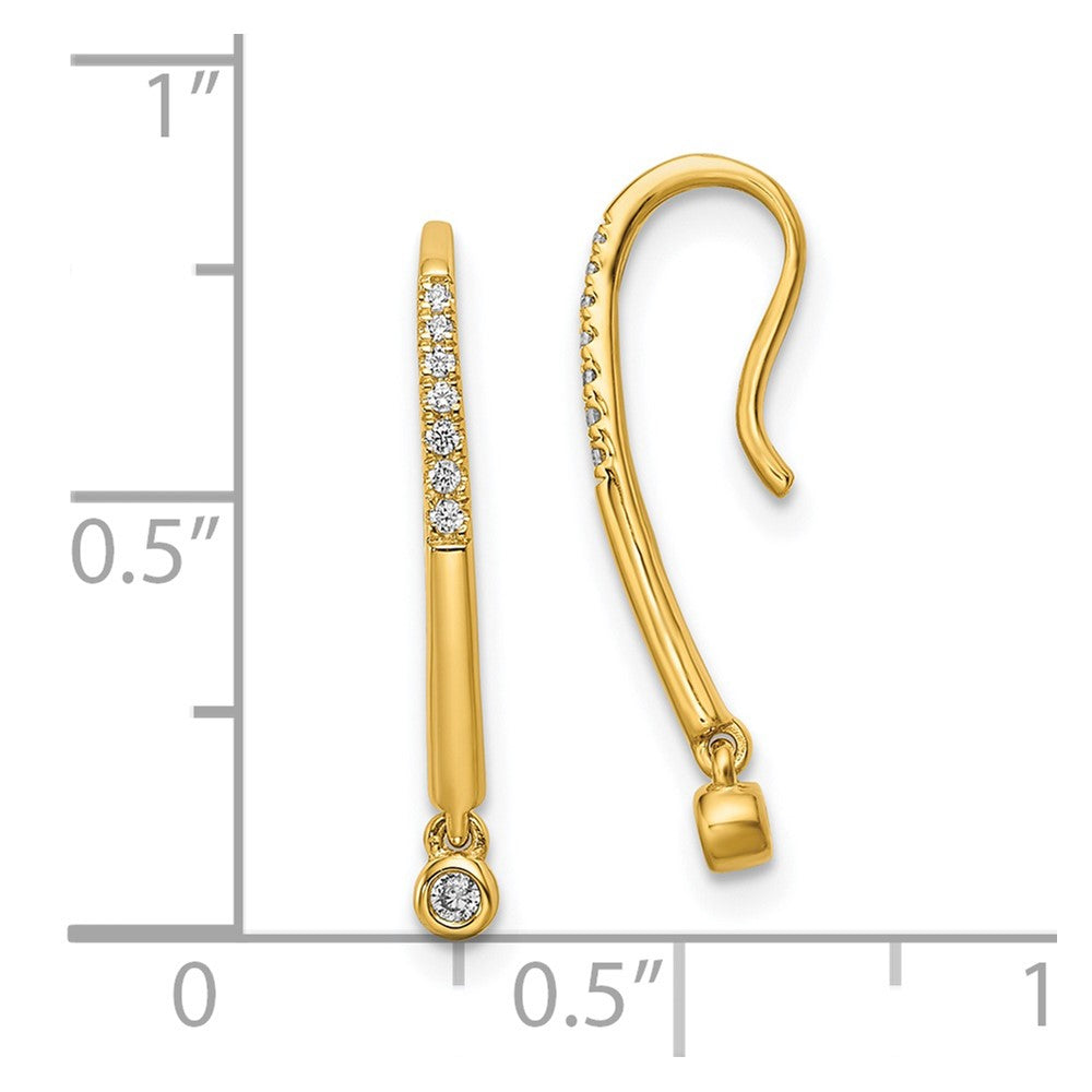 14k Polished Diamond Drop Wire Earrings