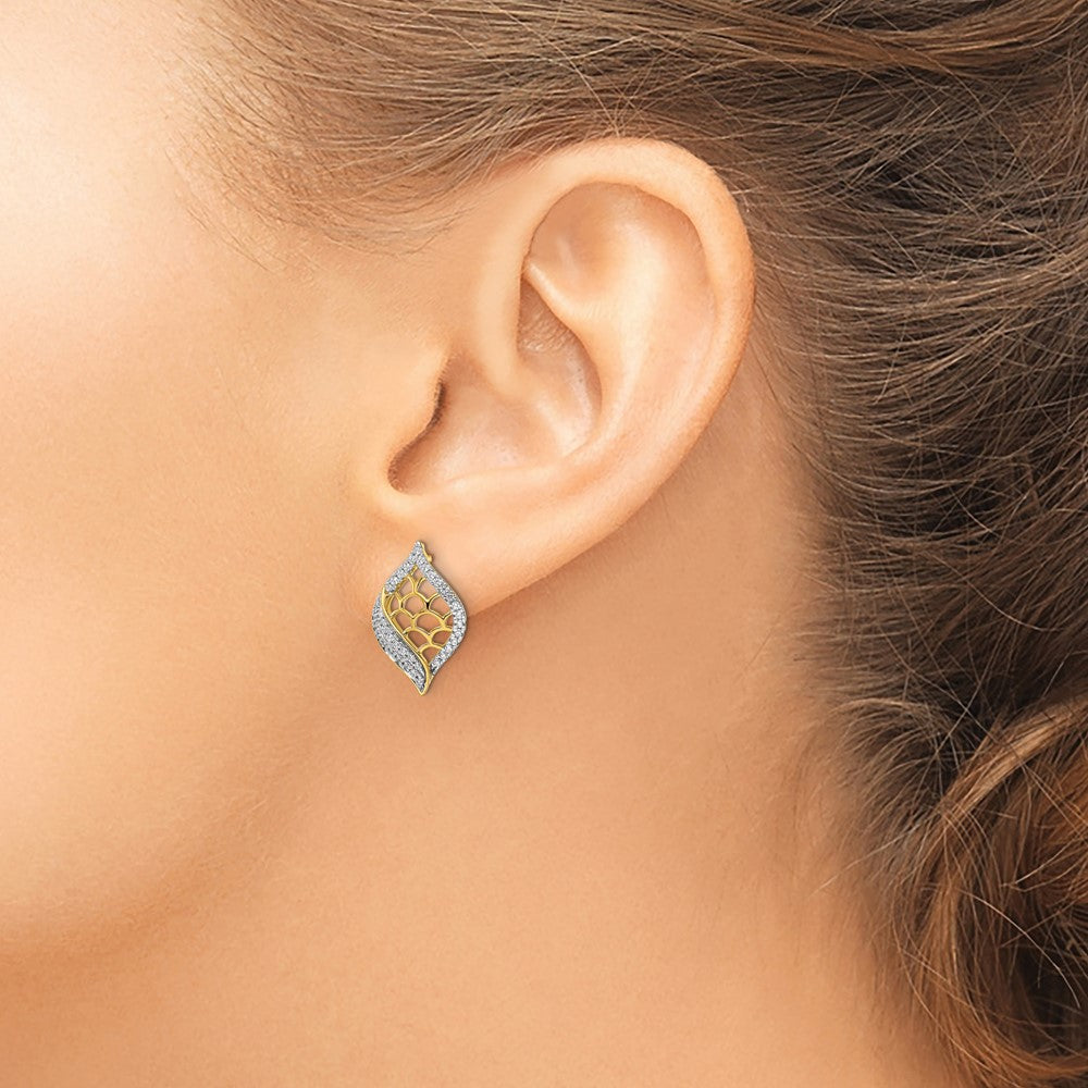 14k Polished Fancy Diamond Post Earrings