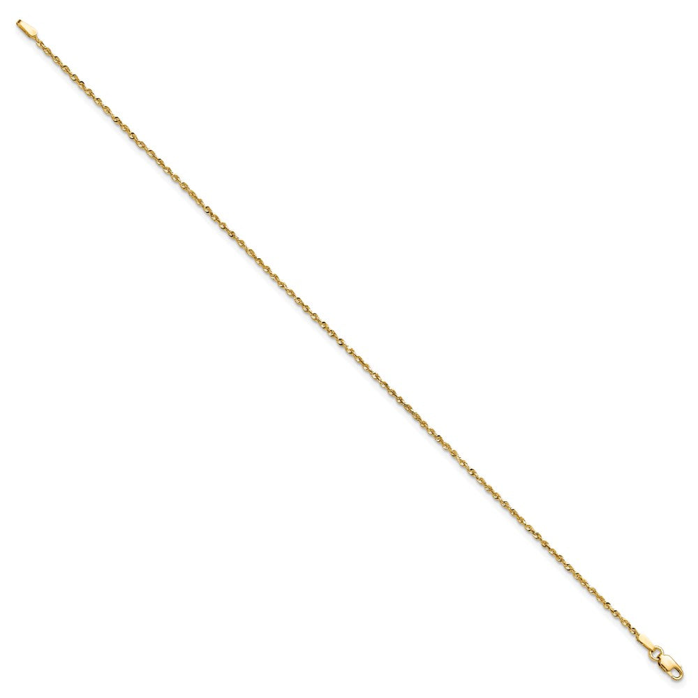14K 9 inch 1.5mm Ultra Diamond-cut Rope with Lobster Clasp Anklet