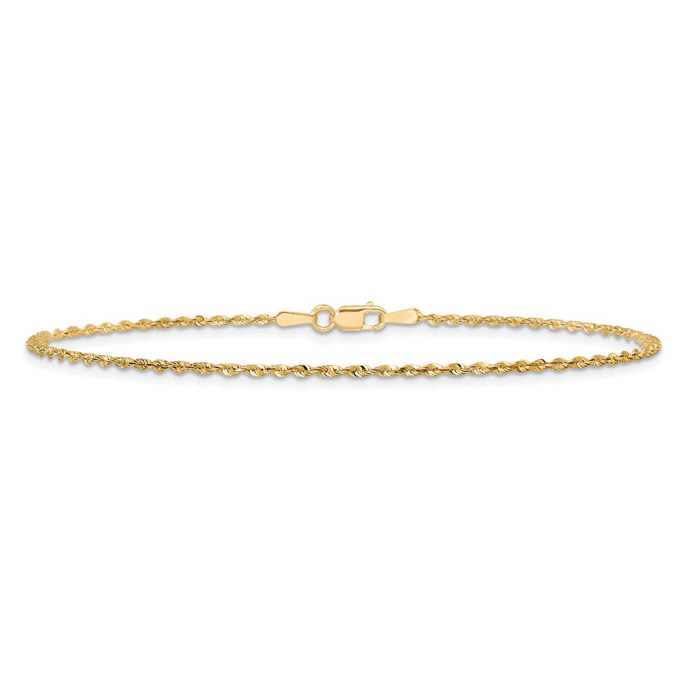 14K 10 inch 1.5mm Ultra Diamond-cut Rope with Lobster Clasp Anklet