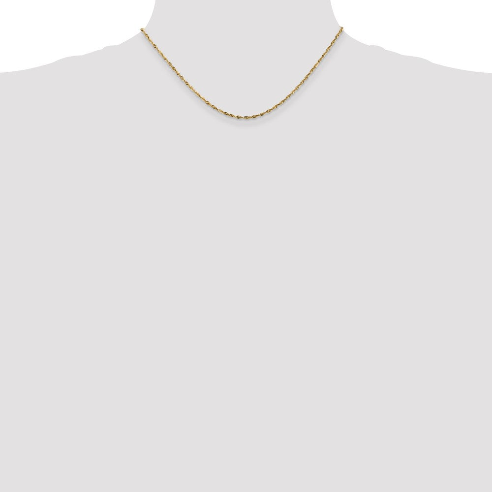 14K 16 inch 1.8mm Ultra Diamond-cut Rope with Lobster Clasp Chain