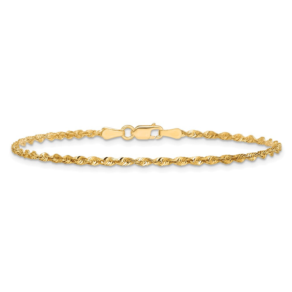 14K 8 inch 2mm Ultra Diamond-cut Rope with Lobster Clasp Chain