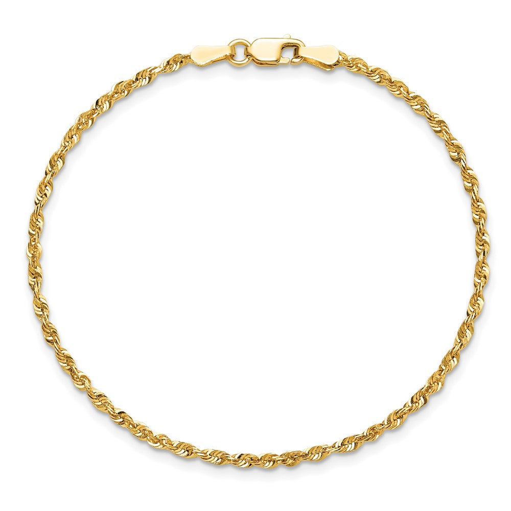 14K 8 inch 2mm Ultra Diamond-cut Rope with Lobster Clasp Chain