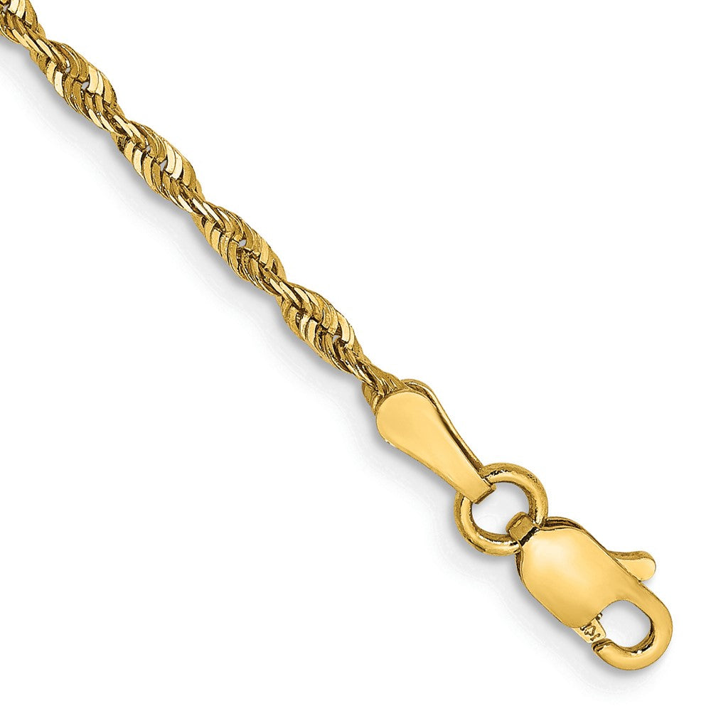 14K 8 inch 2mm Ultra Diamond-cut Rope with Lobster Clasp Chain