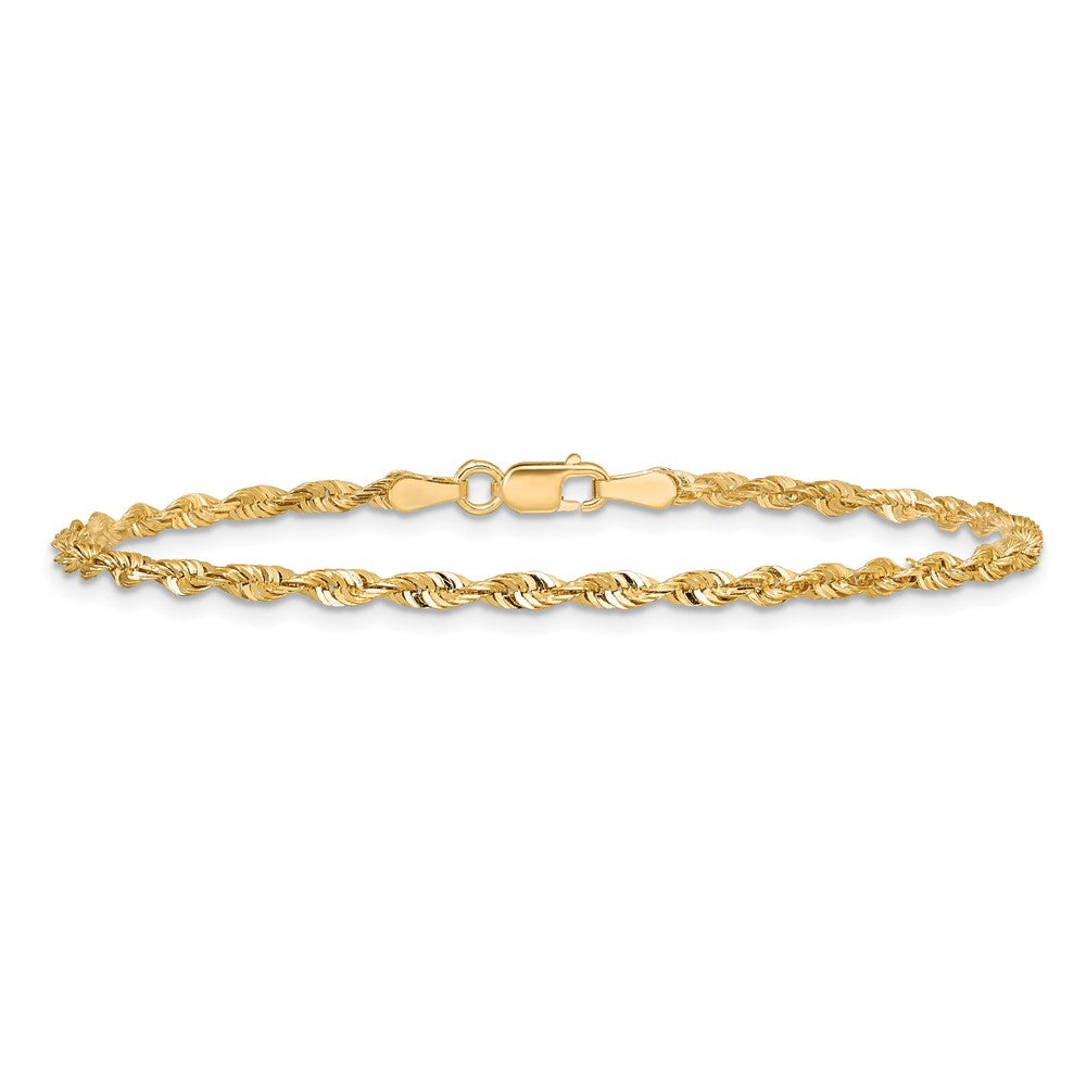 14K 9 inch 2.5mm Ultra Diamond-cut Rope with Lobster Clasp Anklet